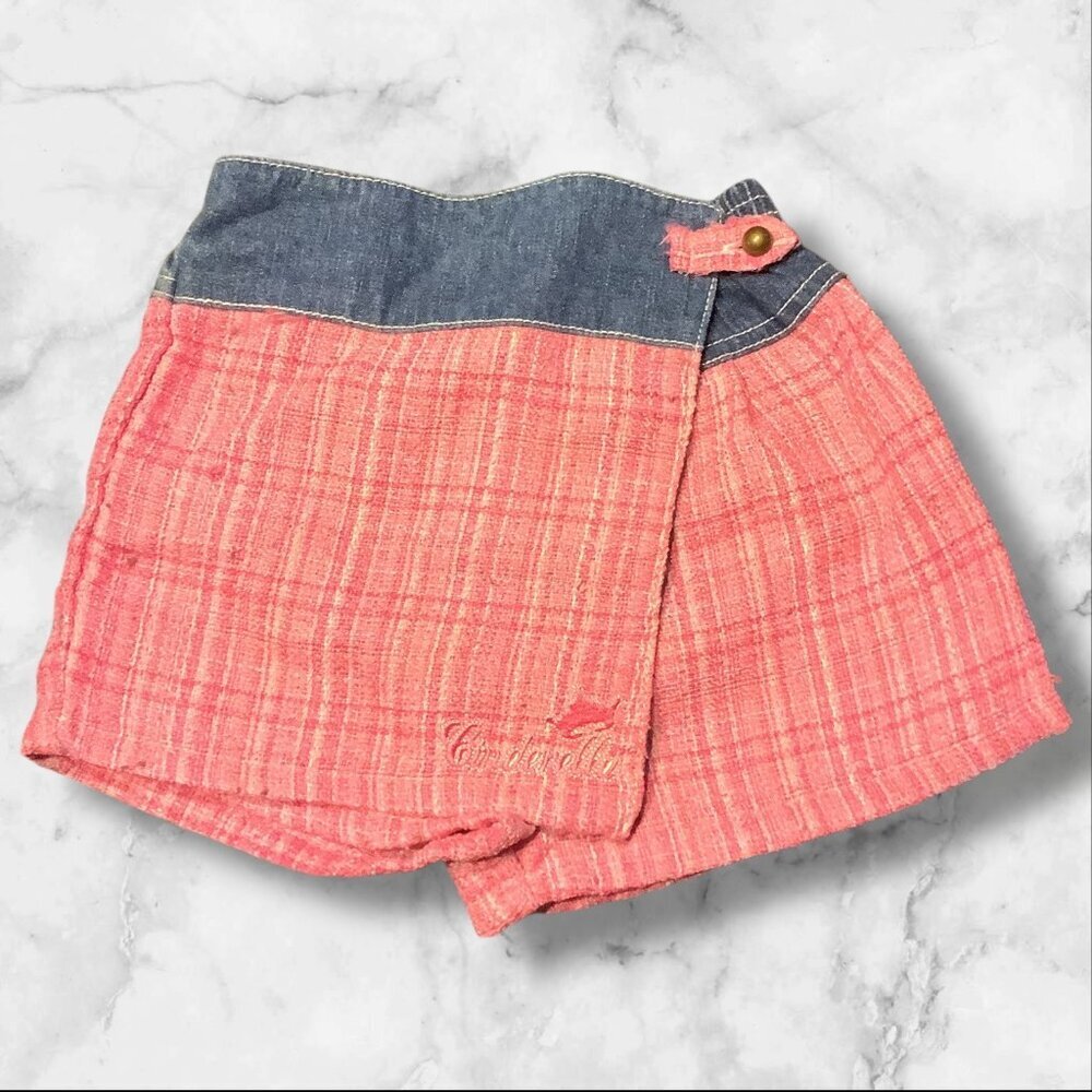 The Wonderful World Of Disney Girls Size 4T‎ Pink Blue Plaid Skort Denim